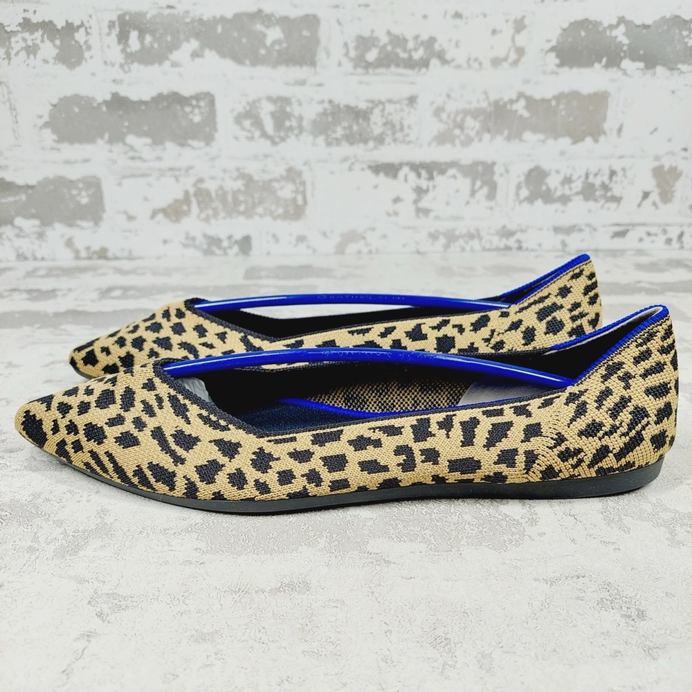 Rothy's Leopard Print Flats with Royal Blue Trim